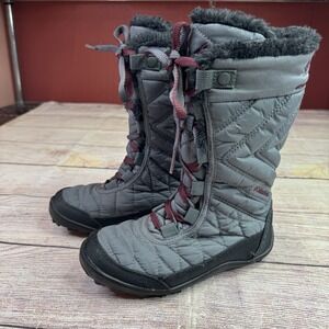 Columbia Youth Minx Mid III Snow Boots Gray Waterproof Insulated Girls Size US 1